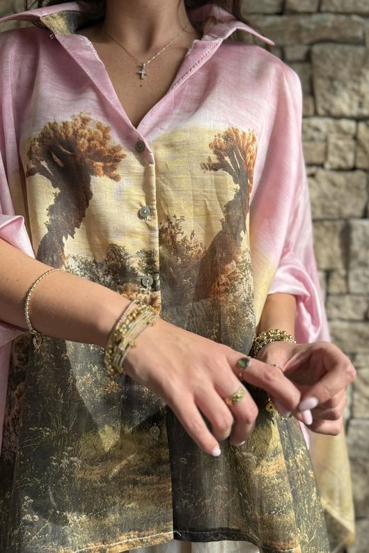 Zeta Otto Montana Mountain Range Blouse Pink